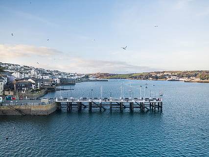 water, waterfront, port, dock, pier, bird, animal, city, town HD wallpaper