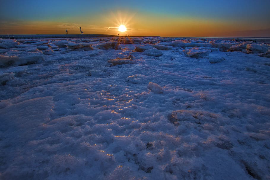 sunset, sea, waters, dusk, coast, beach, nature, ocean, sky HD wallpaper