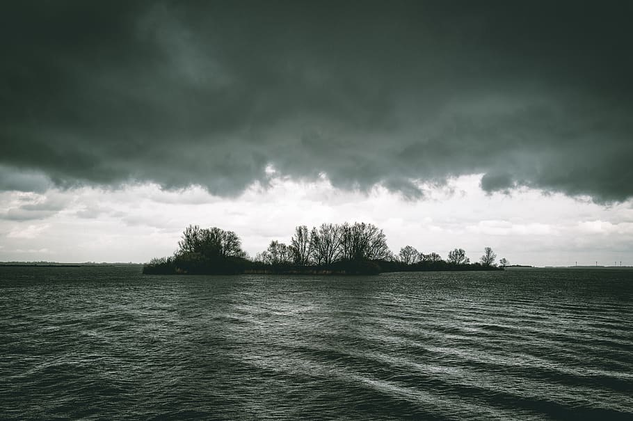 weather, outdoors, cumulus, sky, stormy, cloud, island, dark, HD wallpaper