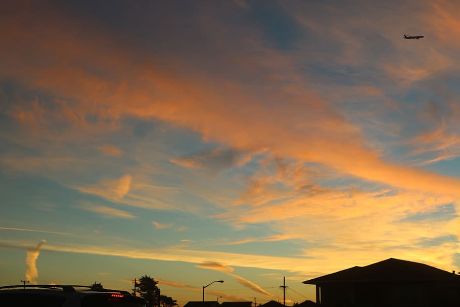 sunset, sky, san francisco, cloud - sky, orange color, silhouette HD wallpaper