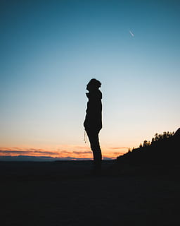 people, man, guy, alone, sad, silhouette, trees, outdoor, sunset HD wallpaper