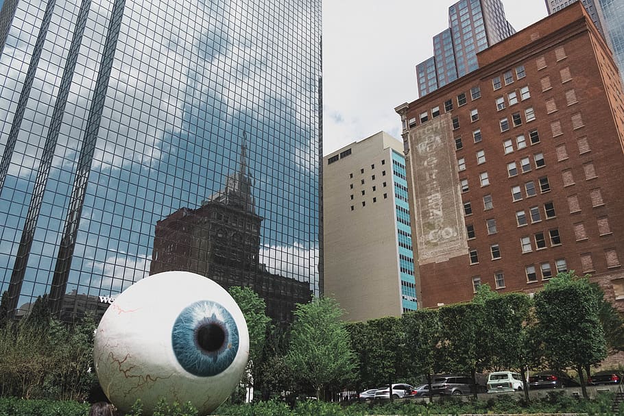 dallas, united states, giant eyeball, city, texas, art, architecture, HD wallpaper