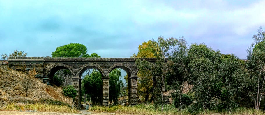 viaduct, railway, architecture, bridge, tree, plant, built structure HD wallpaper