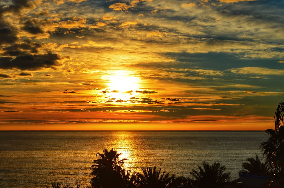 beach, sea, coast, ocean, horizon, cloud, sky, sun, sunrise HD wallpaper