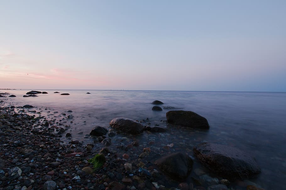 sea, coast, waters, beach, landscape, ocean, rock, sky, seascape HD wallpaper