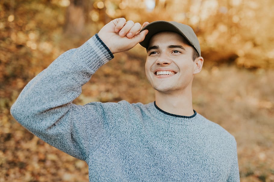 man in gray sweater can cap, human, person, people, united states HD wallpaper