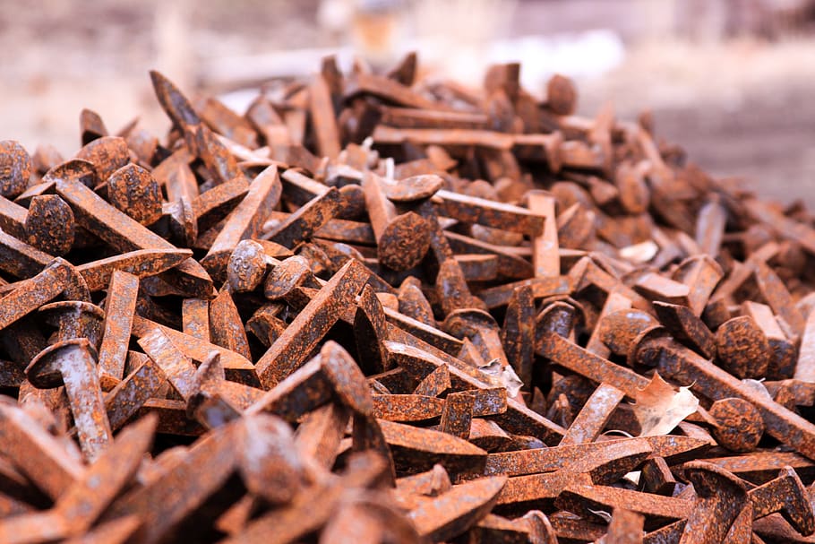 railroad, railroad spikes, train, rust, food and drink, brown HD wallpaper