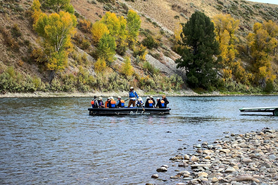 floating on the snake river, raft, boat, grand, teton, national HD wallpaper