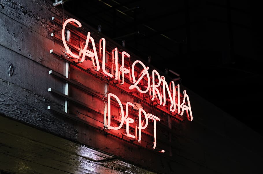 red California Dept. neon light signage, communication, text, HD wallpaper