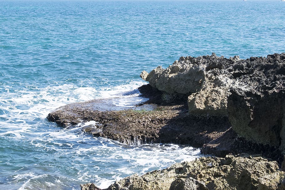 sea, rocks, cliffs, water, nature, costa, landscape, puglia, HD wallpaper