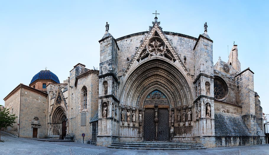 gray concrete cathedral, building exterior, belief, place of worship HD wallpaper