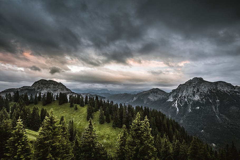 germany, schwangau, tegelberg, mood, mountains, clouds, sunset
