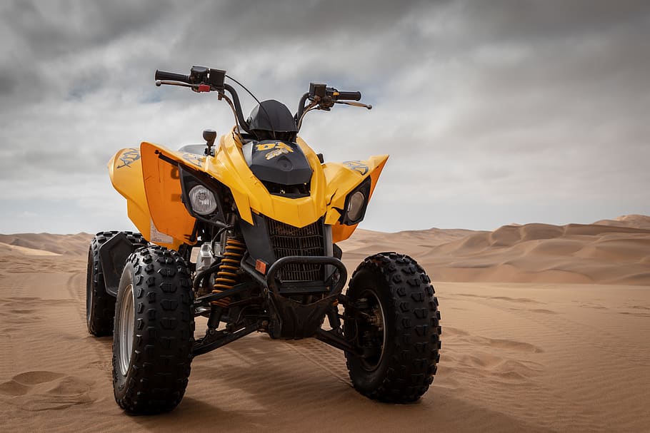 yellow and black ATV, transportation, land, mode of transportation HD wallpaper