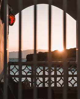 flare, light, window, prison, sunlight, sunset, nature, relax HD wallpaper