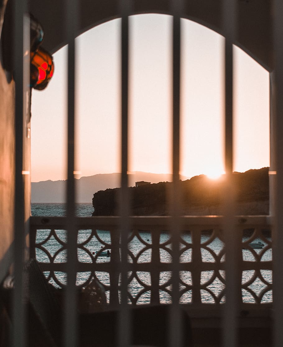flare, light, window, prison, sunlight, sunset, nature, relax HD wallpaper