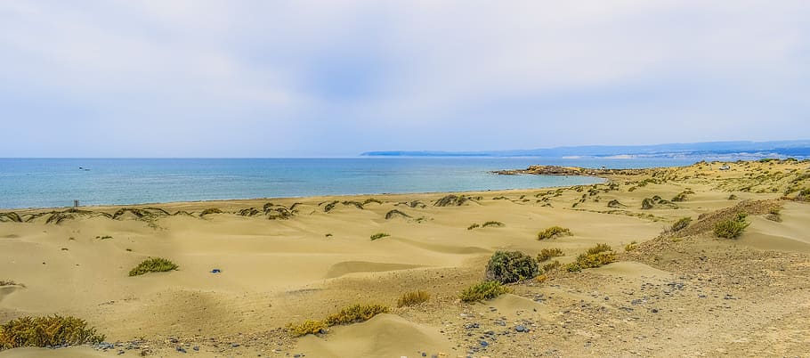 dunes, sand, sky, clouds, sea, nature, landscape, akrotiri HD wallpaper