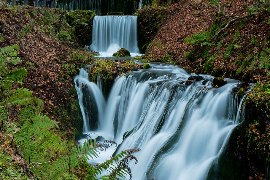 waterfall, river, scenics - nature, flowing water, long exposure HD wallpaper