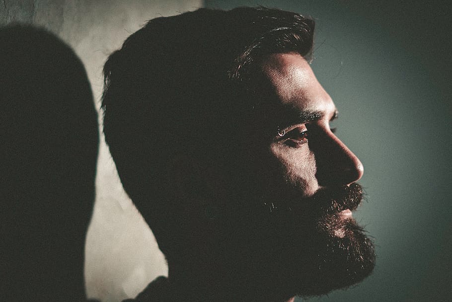 people, man, head, face, beard, mustache, wall,, shadow, dark HD wallpaper