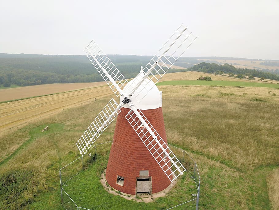 windmill, wind mill, sails, sweeps, chichester, hill top, halknaker windmill HD wallpaper