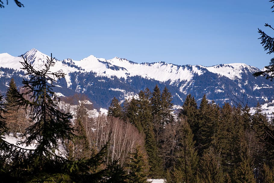 landscape, nature, winter, snow, mountains, mountain peaks HD wallpaper