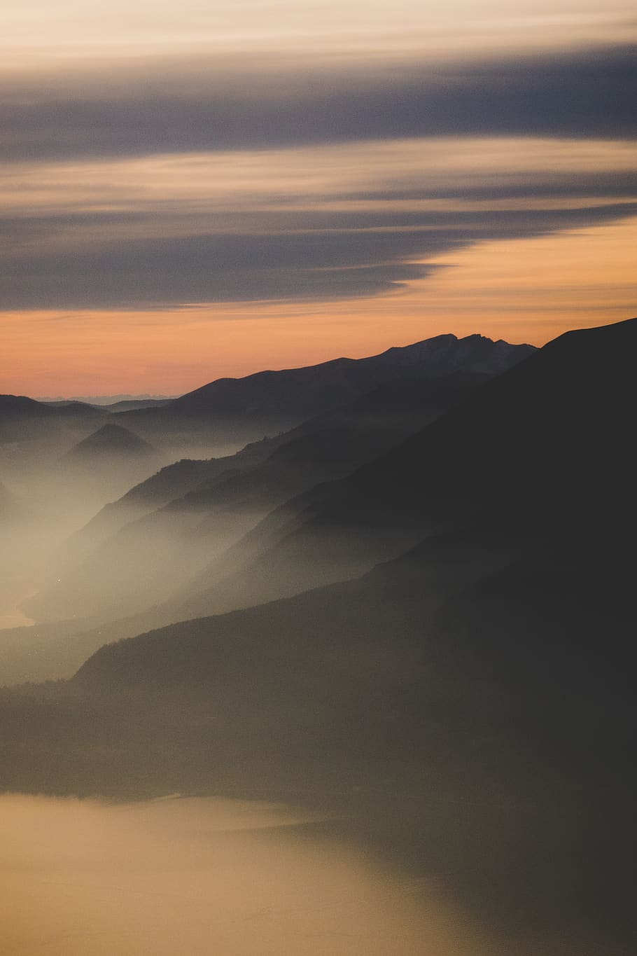 black mountains with clouds, beauty in nature, tranquility, scenics - nature HD wallpaper
