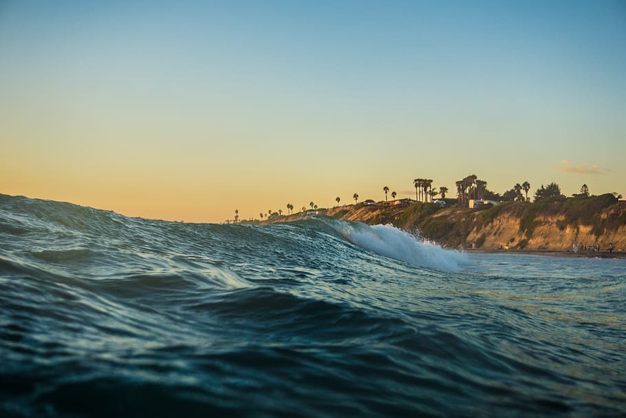 wave, ocean, landscape, ocean wave, shore, seascape, tide, coast HD wallpaper