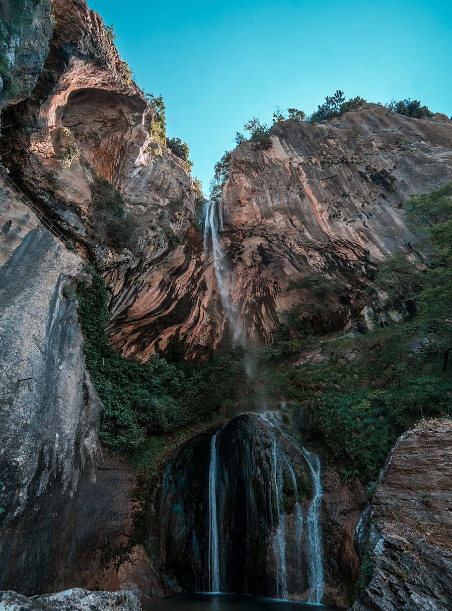 Low Angle Photography Of Waterfalls, cascade, daylight, environment HD wallpaper