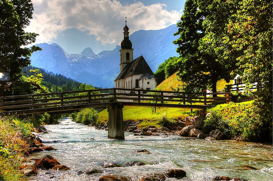 ramsau, ramsauer ache, rest, mood, berchtesgaden, rock, stones HD wallpaper