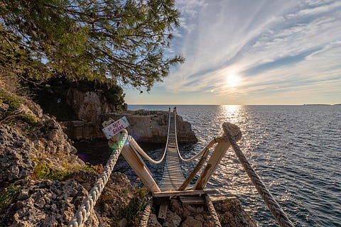 bridge beside tree, croatia, fort punta christo, pula, outdoors HD wallpaper