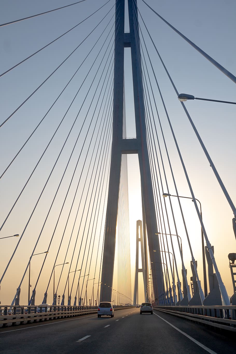 sunset, bridge, sky, road, architecture, vladivostok, russian HD wallpaper