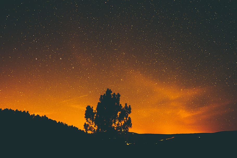nature, landscape, shadow, dark, night, clouds, sky, star, stargazing HD wallpaper