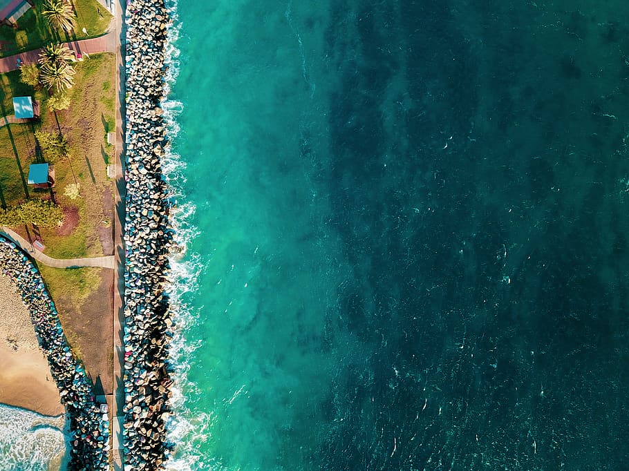 Aerial View of Beach, aerial photography, aerial shot, bird's eye view, HD wallpaper