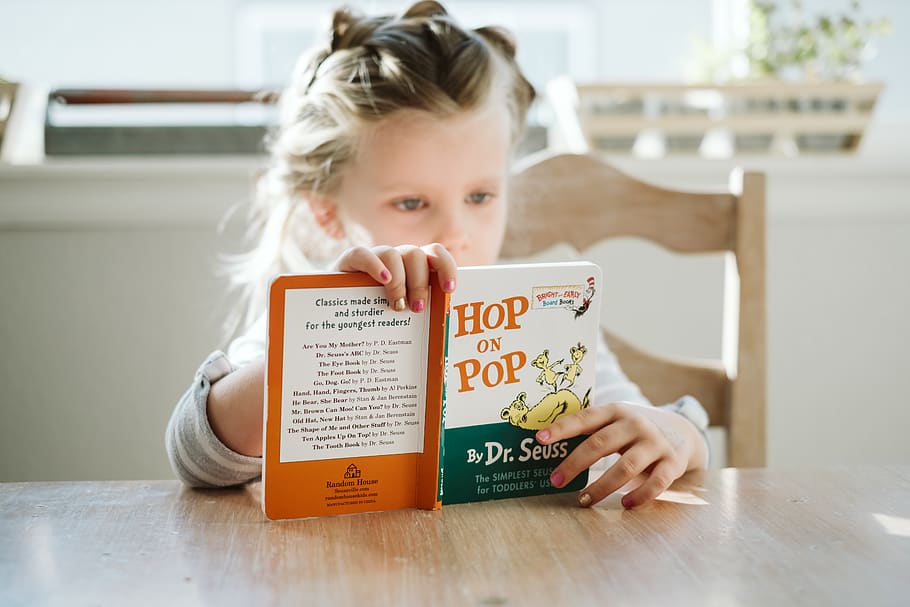 girl sitting while reading book, childhood, one person, headshot HD wallpaper