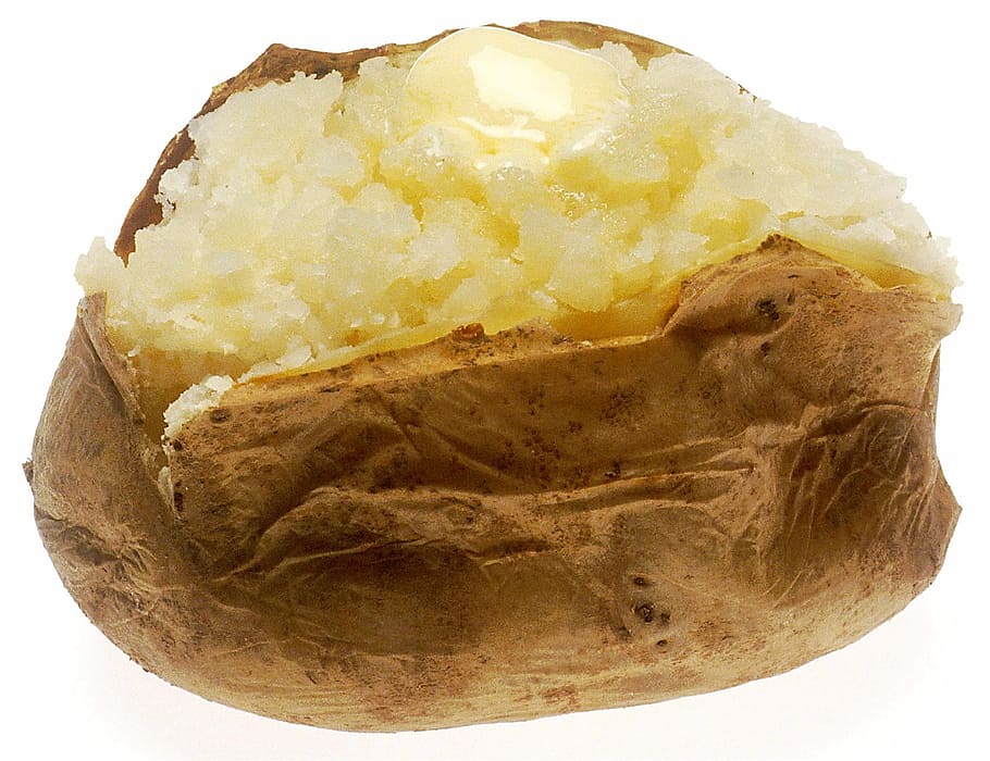 bake, baked, potato, veg, vegetable, food, white background HD wallpaper