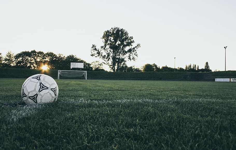 still, items, things, soccer, football, field, grass, goal HD wallpaper