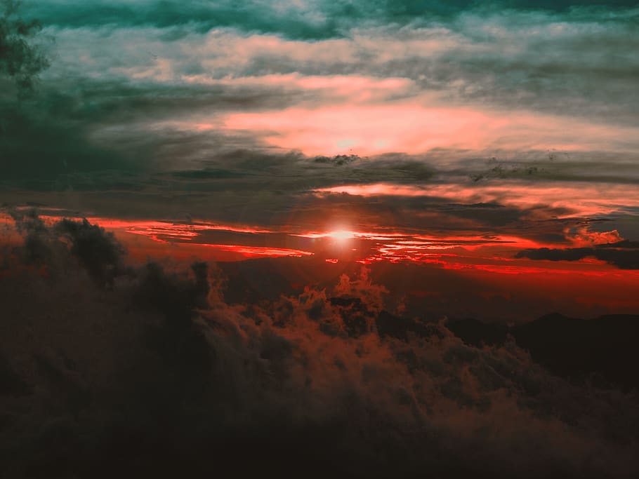 sky, landscape, clouds, sun, light, sunset, color, cloud - sky HD wallpaper