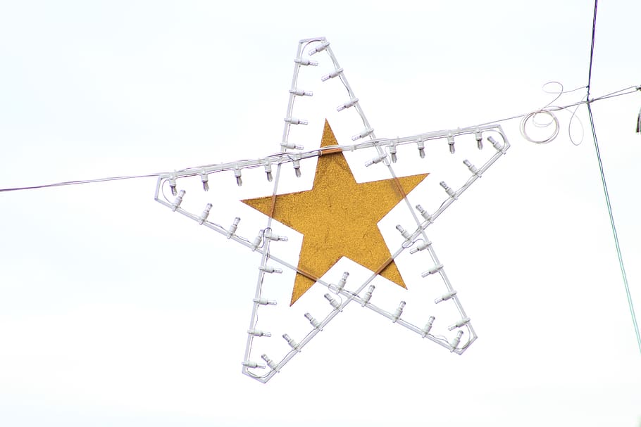 turned-off white string light, christmas time, winter time, sky HD wallpaper
