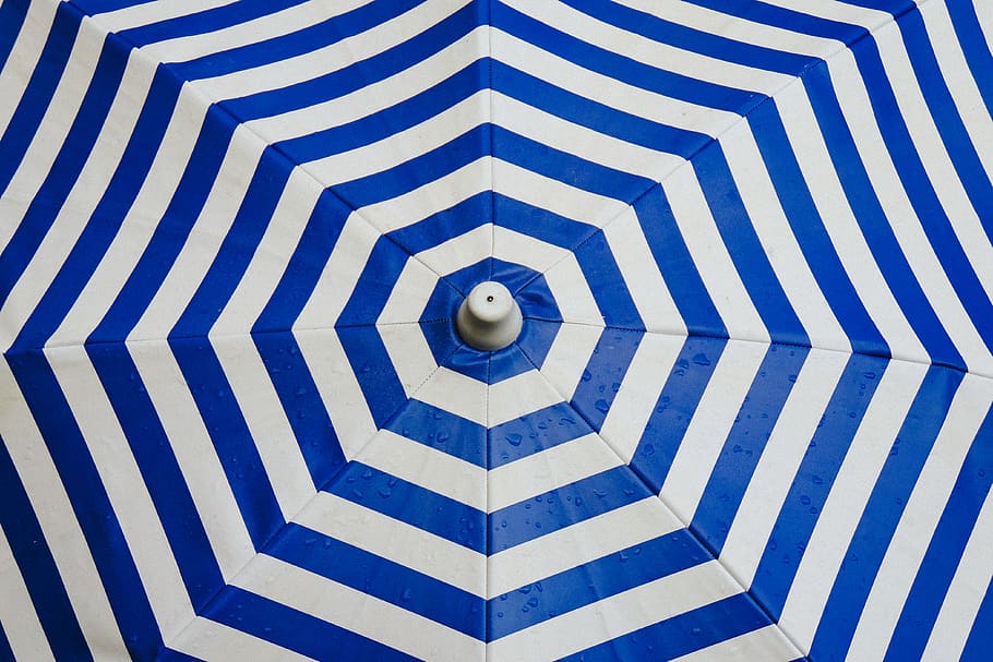 opened striped umbrella, pattern, full frame, shape, geometric shape HD wallpaper