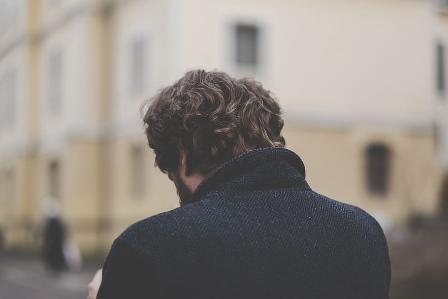 people, man, guy, back, walking, alone, sad, focus on foreground HD wallpaper