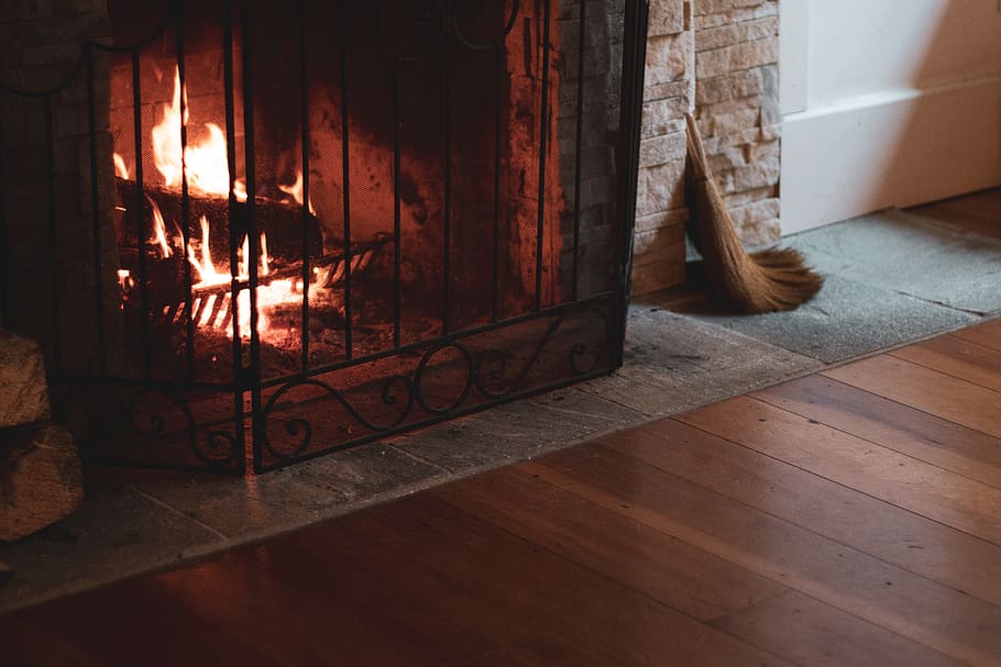 fireplace on fire, wood - material, flooring, indoors, no people HD wallpaper
