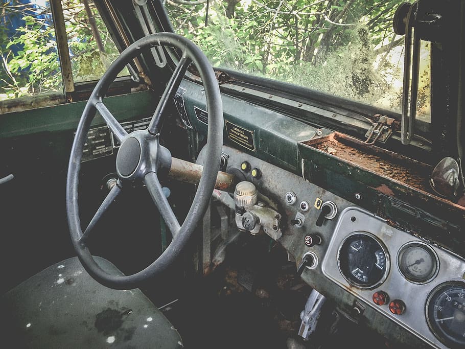 old, van, dashboard, transport, steering, meter, metal, rust HD wallpaper