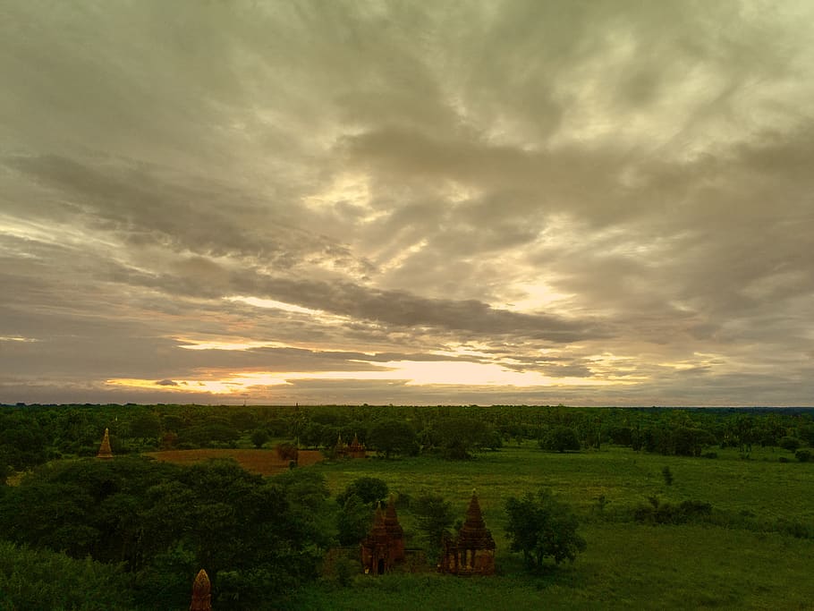 myanmar (burma), old bagan, sun rise, cloud, sky, temple, cloud - sky