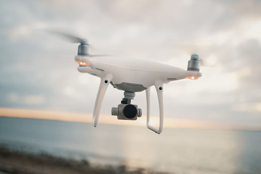 White Quadcopter Drone , camera, flying, technology, transportation HD wallpaper