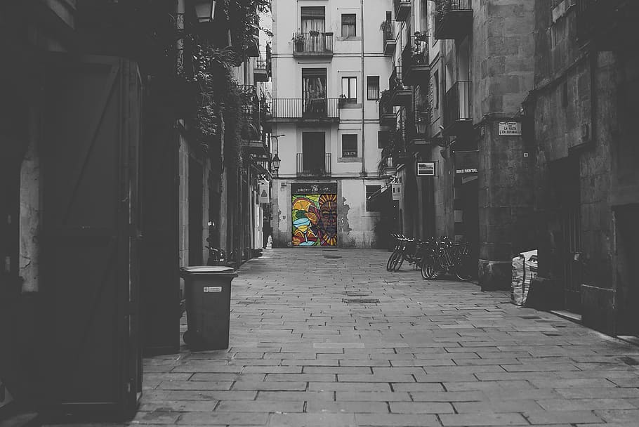barcelona, spain, drinks, colors, concrete, graffiti, white HD wallpaper