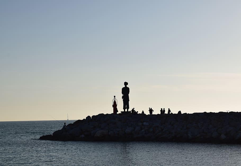 italy, sky, sea, water, real people, rock, rock - object, leisure activity HD wallpaper