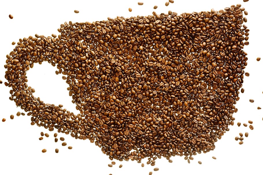 coffee, bean, beans, cup, shaped, drink, life, brown, black HD wallpaper