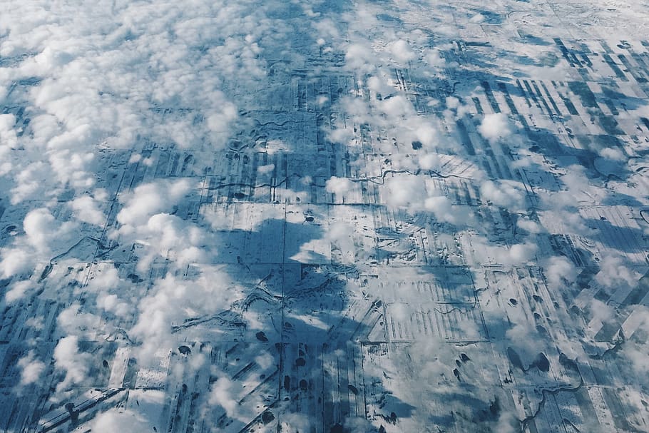 Aerial Photography of White Land, clouds, flying, snow, winter HD wallpaper