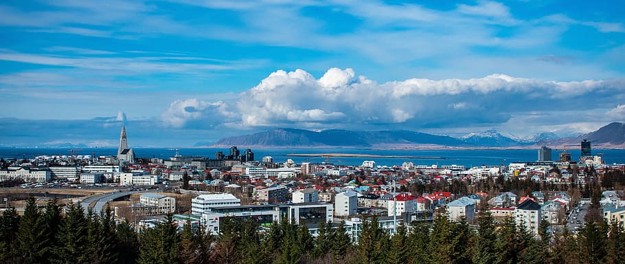 iceland, reykjavik, panorama, view, perlan, hallgrímskirkja, HD wallpaper