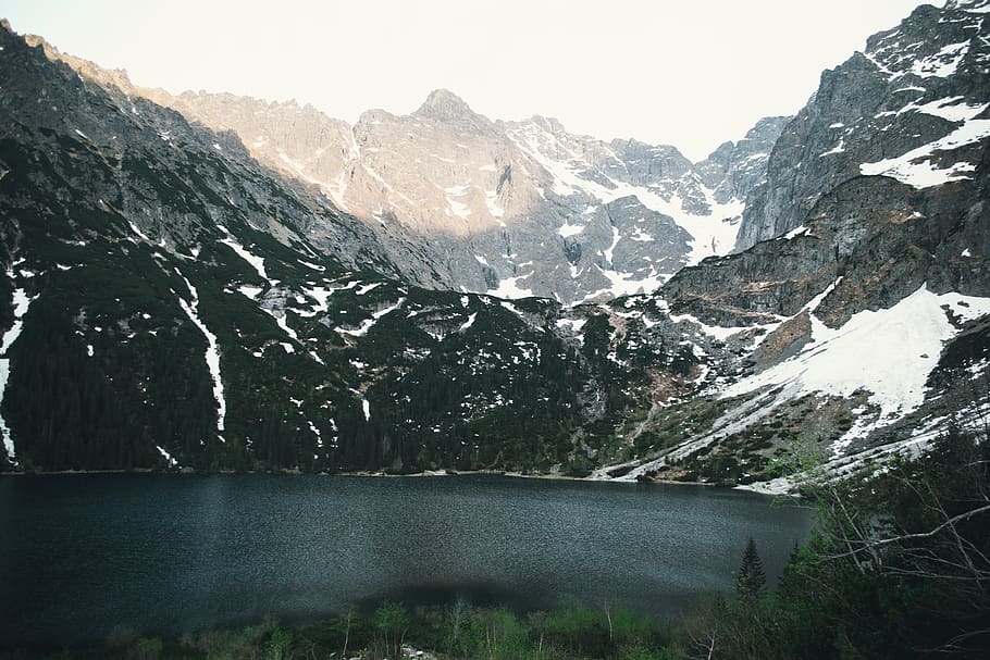 body of water, nature, outdoors, mountain, ice, snow, slope, glacier HD wallpaper