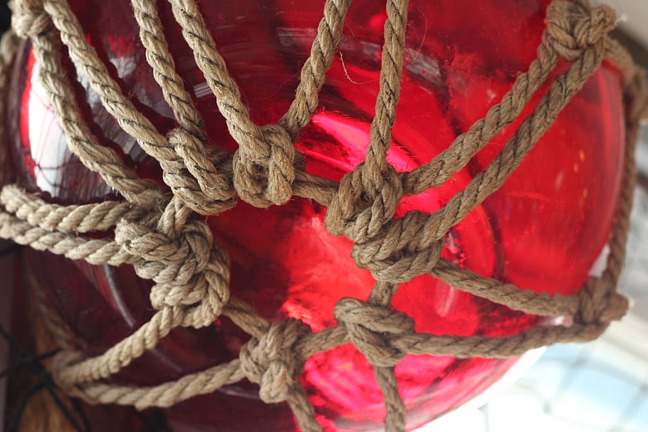 rope, strength, tied knot, tied up, close-up, no people, red, HD wallpaper